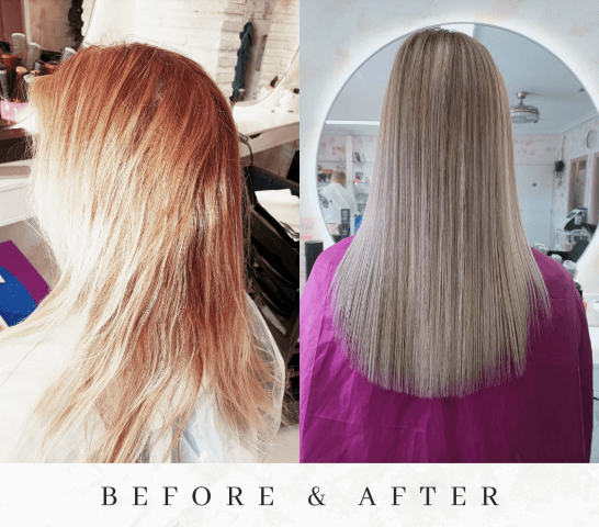 Hair extension before after